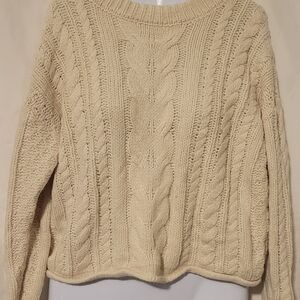 Elegant Cable Knit Sweater - Cream